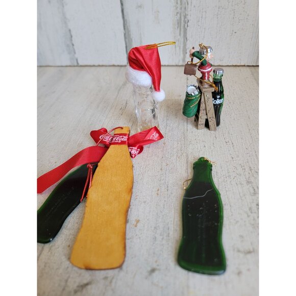 Coca-Cola green bottle elf helper variety ornament set Coke vintage - Picture 7 of 8